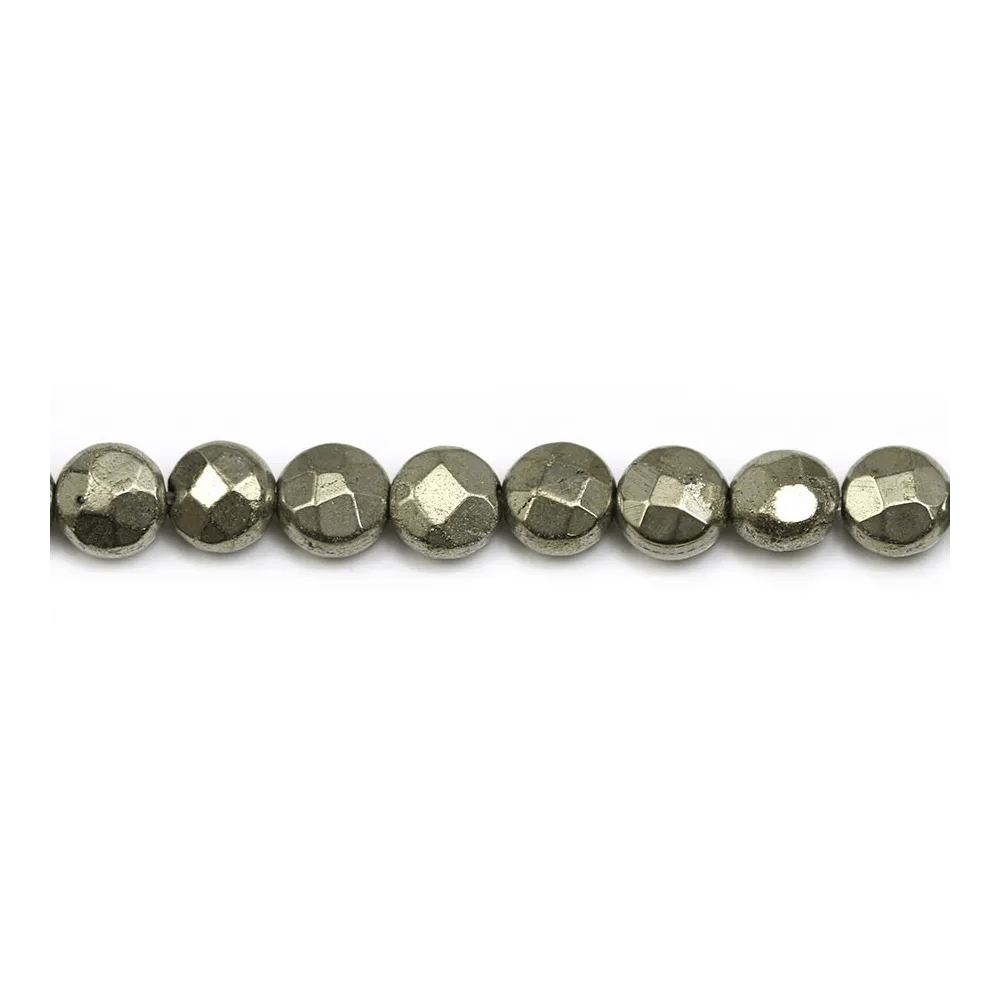 Pyrite, de forme ronde plate facetté, 6mm x 39cm