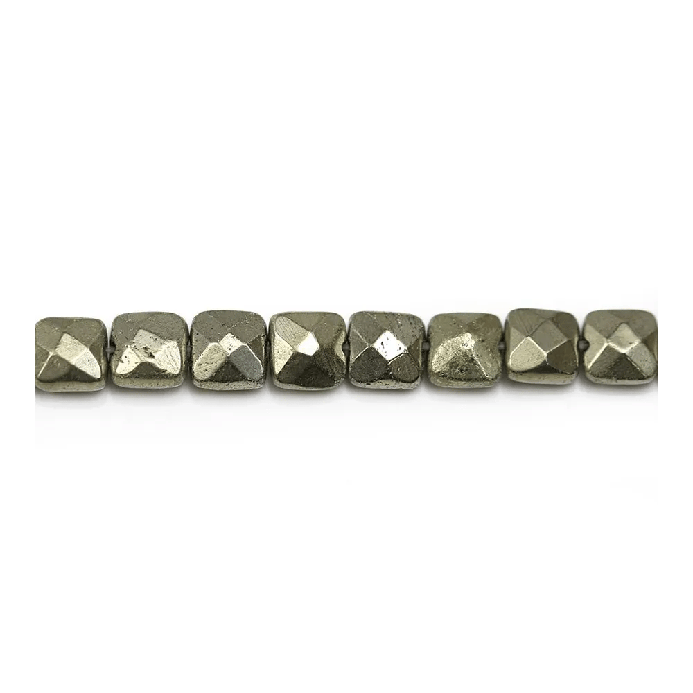 Pyrite, en forme de carré facetté, 6mm x 40cm