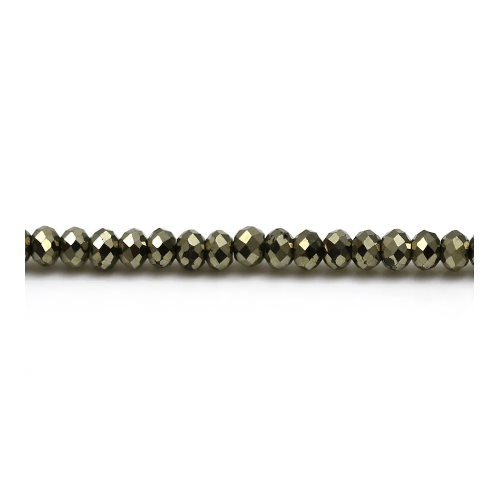 Pyrite in the shape of a faceted roundel, 2x3mm x 20pcs