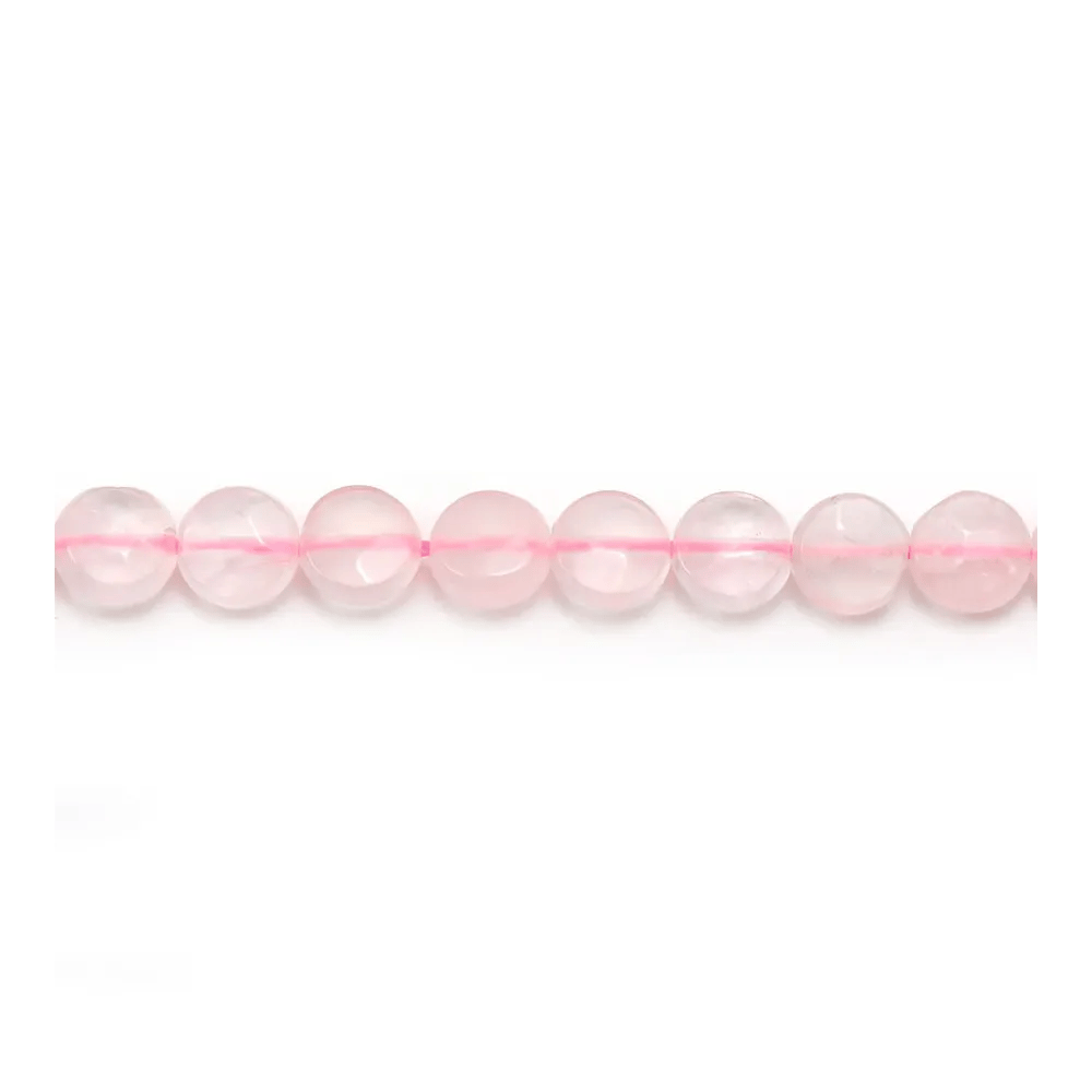 Pink Quartz, de forme ronde facetté et plate, 6mm x 40cm