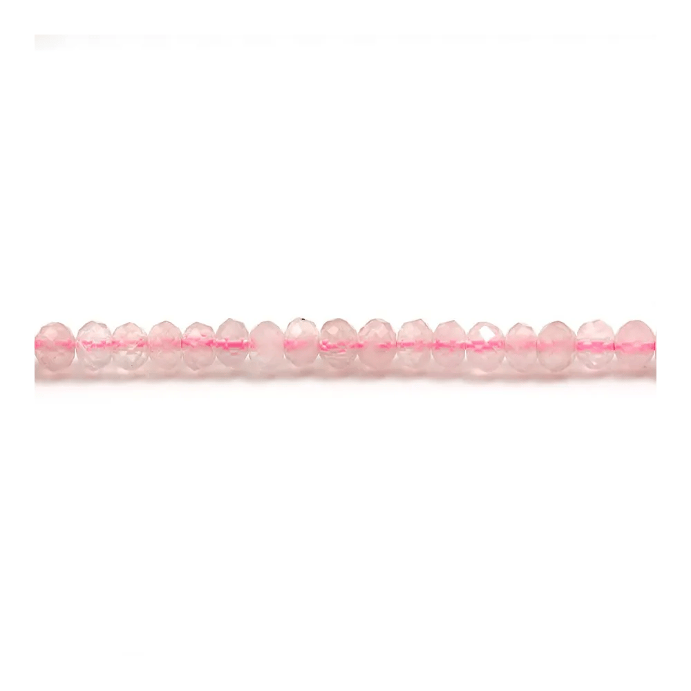 Rose quartz  facet rondelle 3x4mm x 40cm 