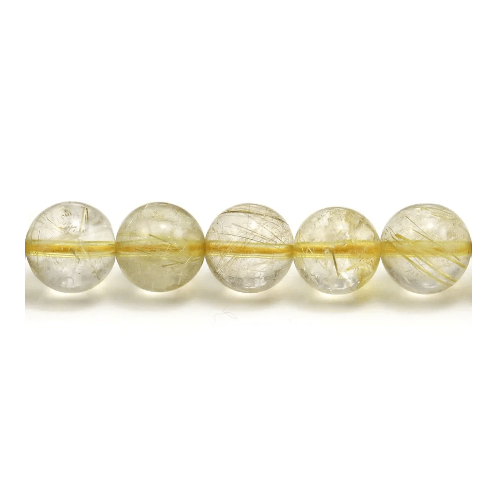 Quartz rutile, de forme ronde et de taille 10 - 11mm x 40cm