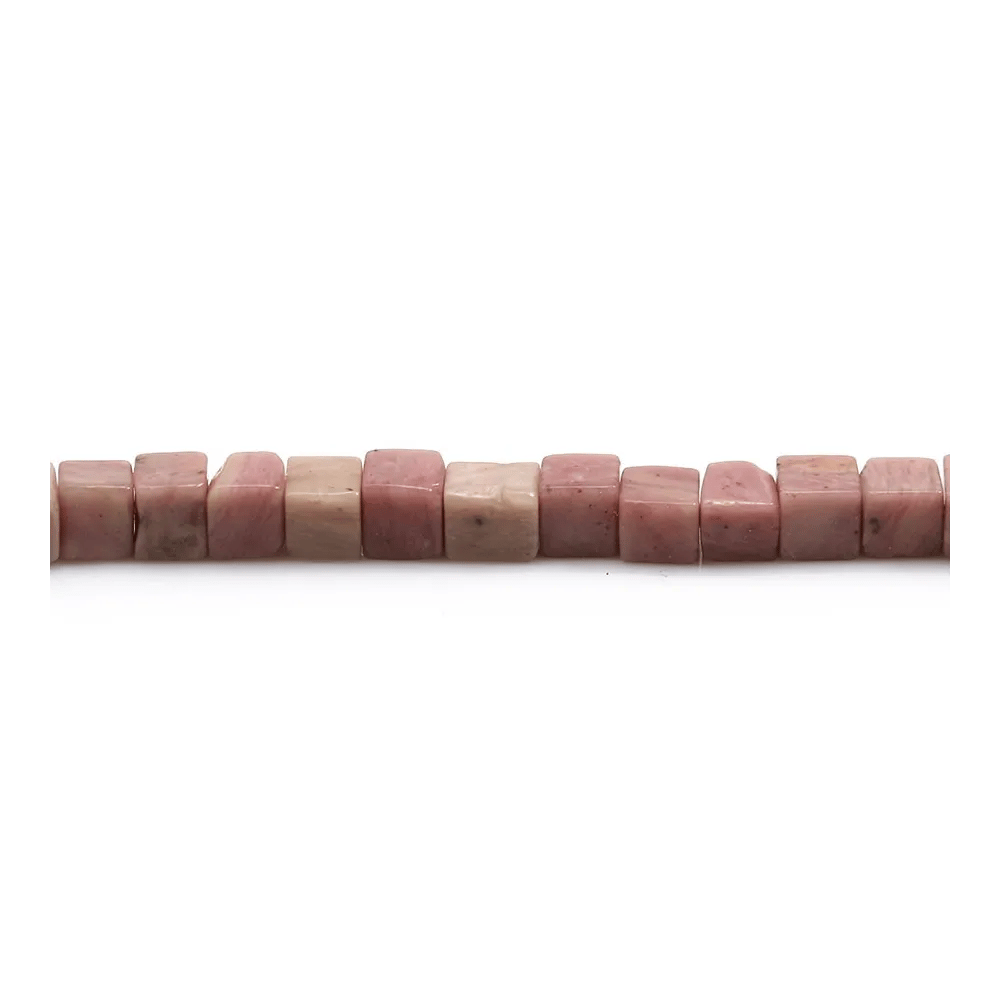 Rhodonite rose, en forme de cube, 4mm x 40cm
