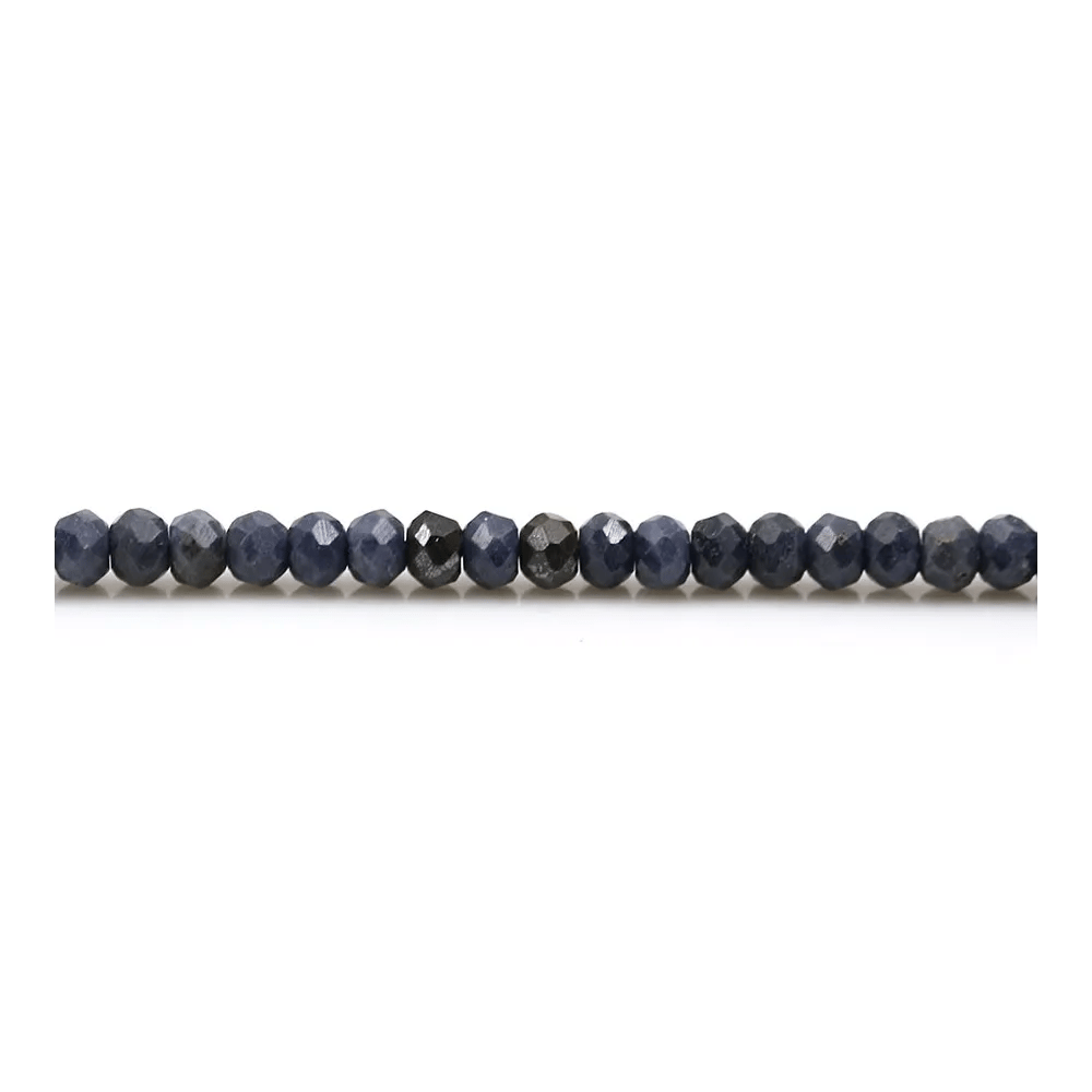 Saphir bleu foncé, en forme de rondelle facetté 3 * 4mm x 39 cm