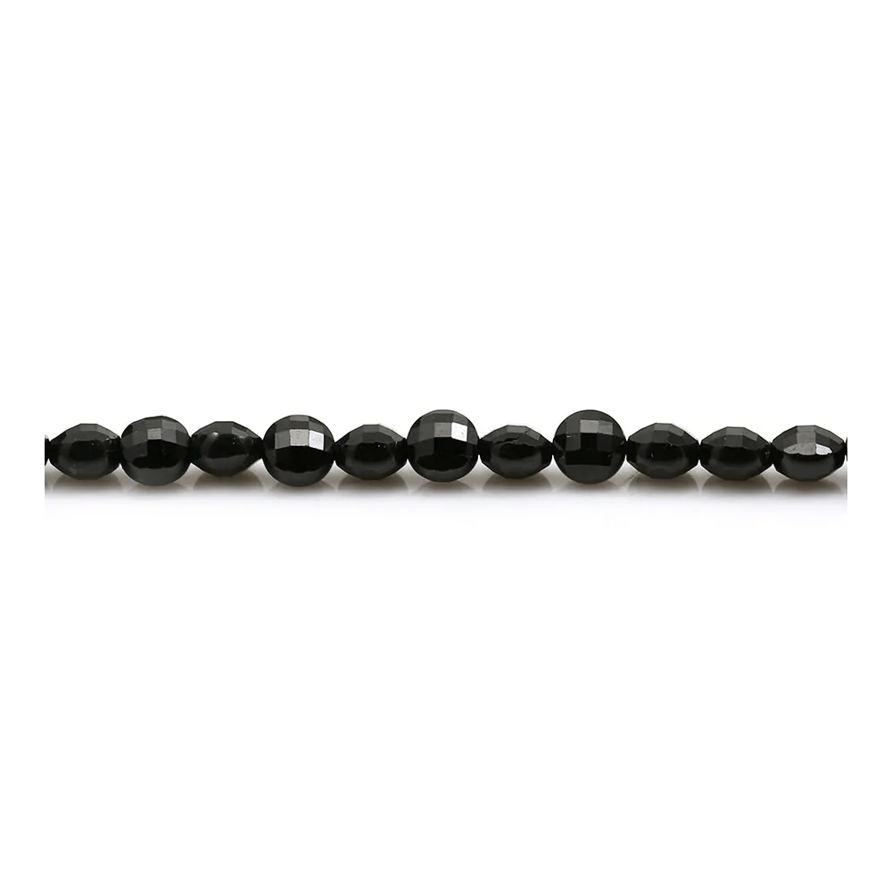 Spinelle noir, de forme ronde plate facetté 4mm x 39cm
