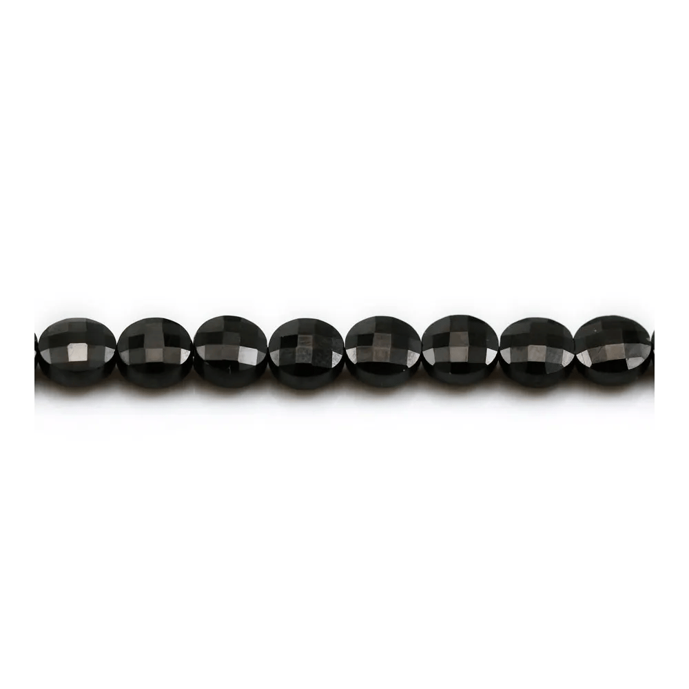 Spinelle noir, de forme ronde plate facetté 6mm x 39cm