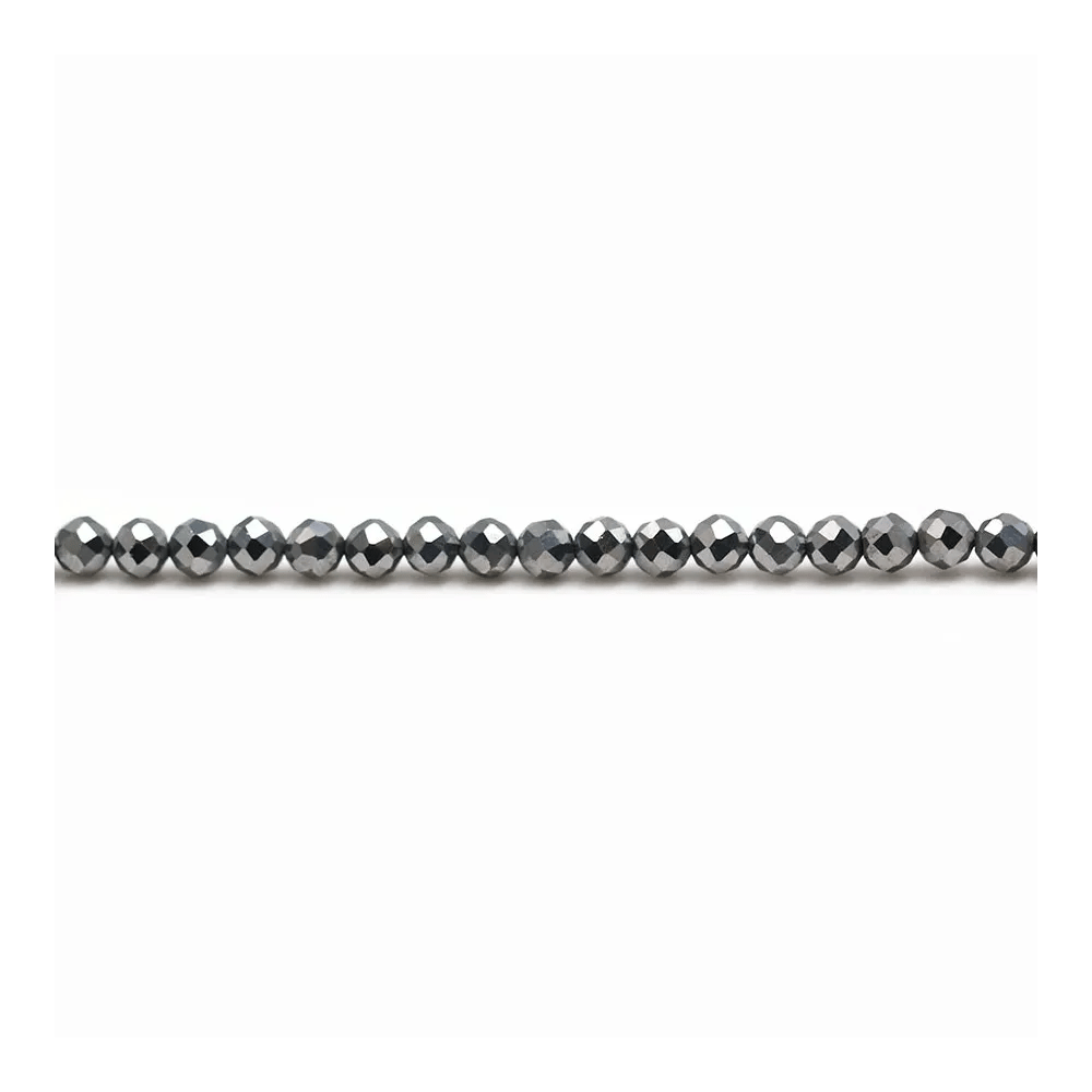 Terahertz de couleur grise, de forme ronde facetté, 3mm x 20pcs