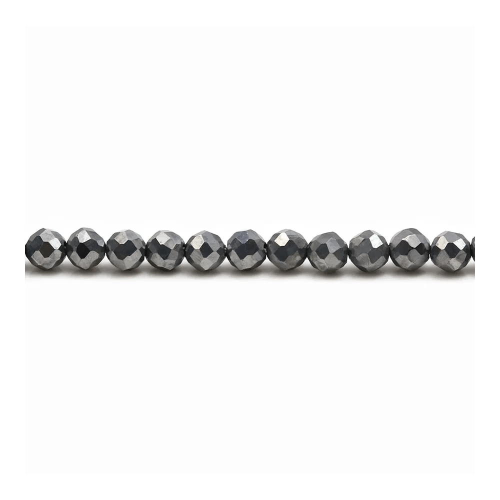 Terahertz de couleur grise, de forme ronde facetté, 4mm x 10pcs