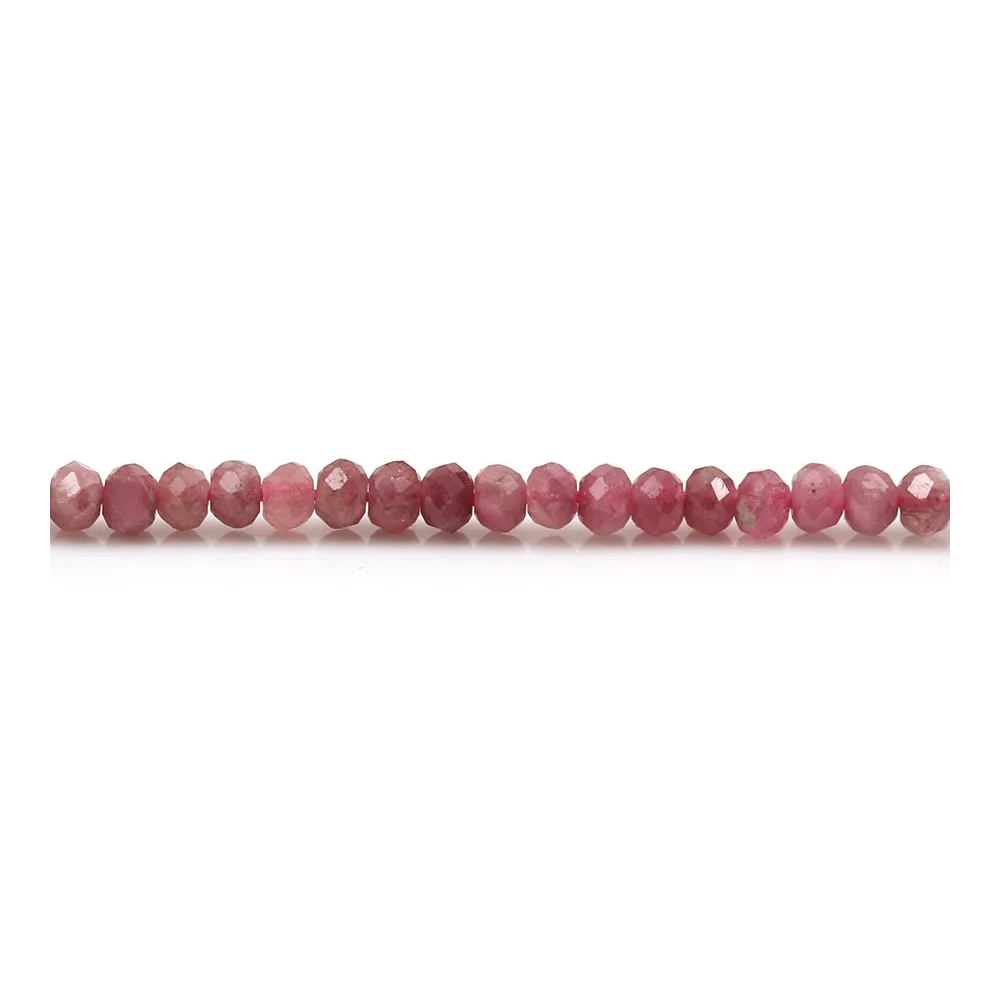 Pink tourmaline, in the shape of a faceted roundel, 3 * 4mm x 39cm