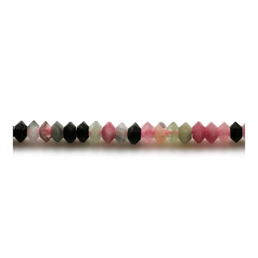 Tourmaline rondelle boulier facette 2x3mm sur fil 39cm