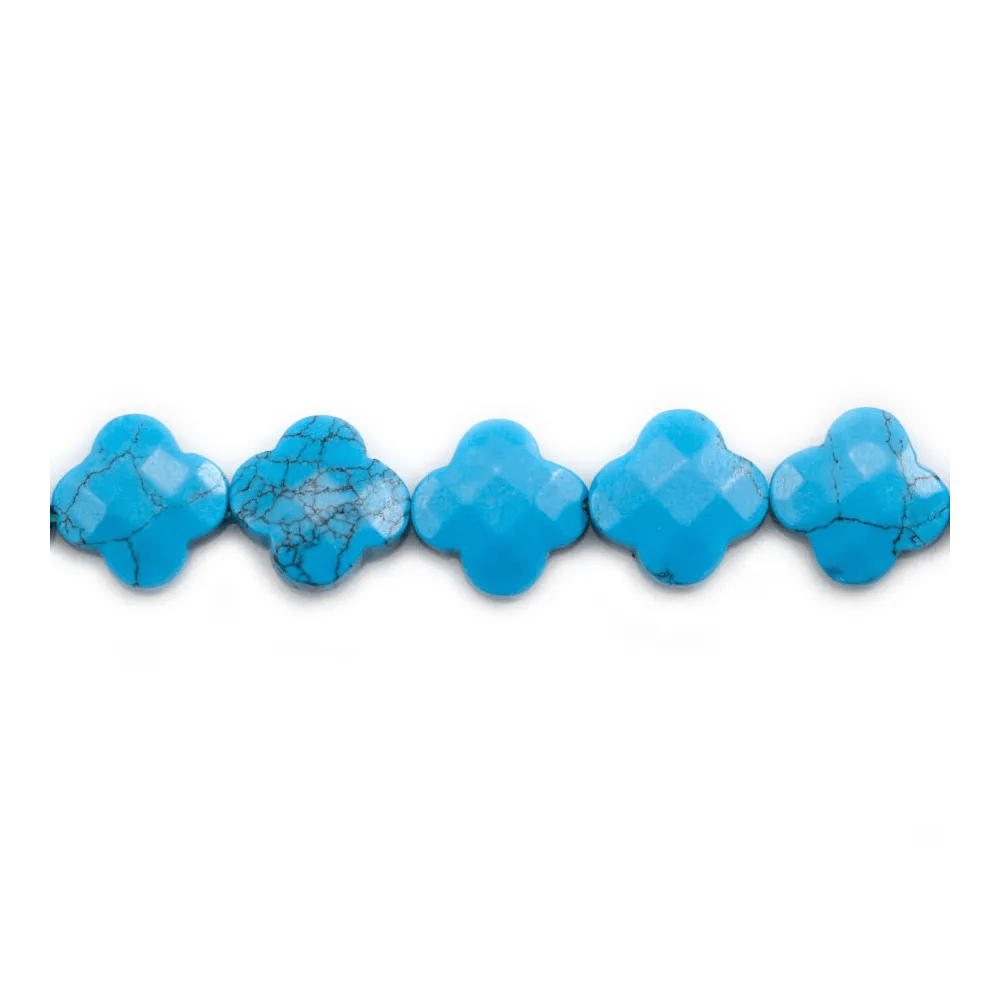 Turquoise reconstitué trèfle facette 13 mm x 40cm