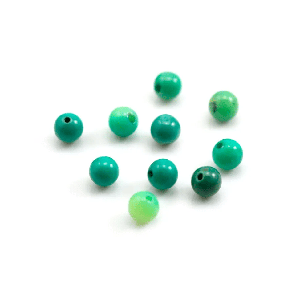 Agate d'herbe verte semi-percé, ronde 6mm x 4pcs