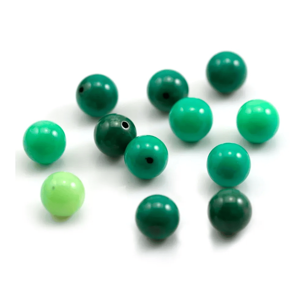 Agate d'herbe verte, semi-percé d'un côté, ronde 10mm x 2pcs
