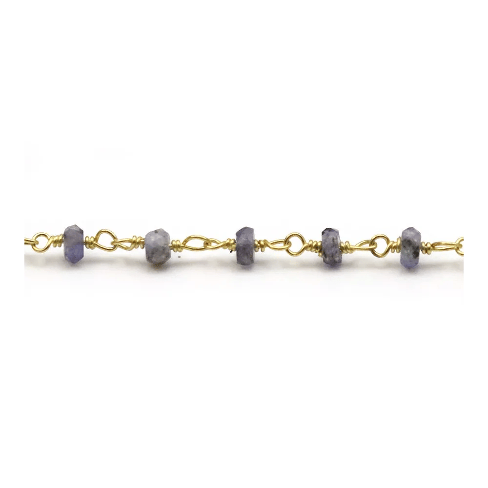 Chaîne Argent Doré avec Iolite en 3-4mm x 20cm