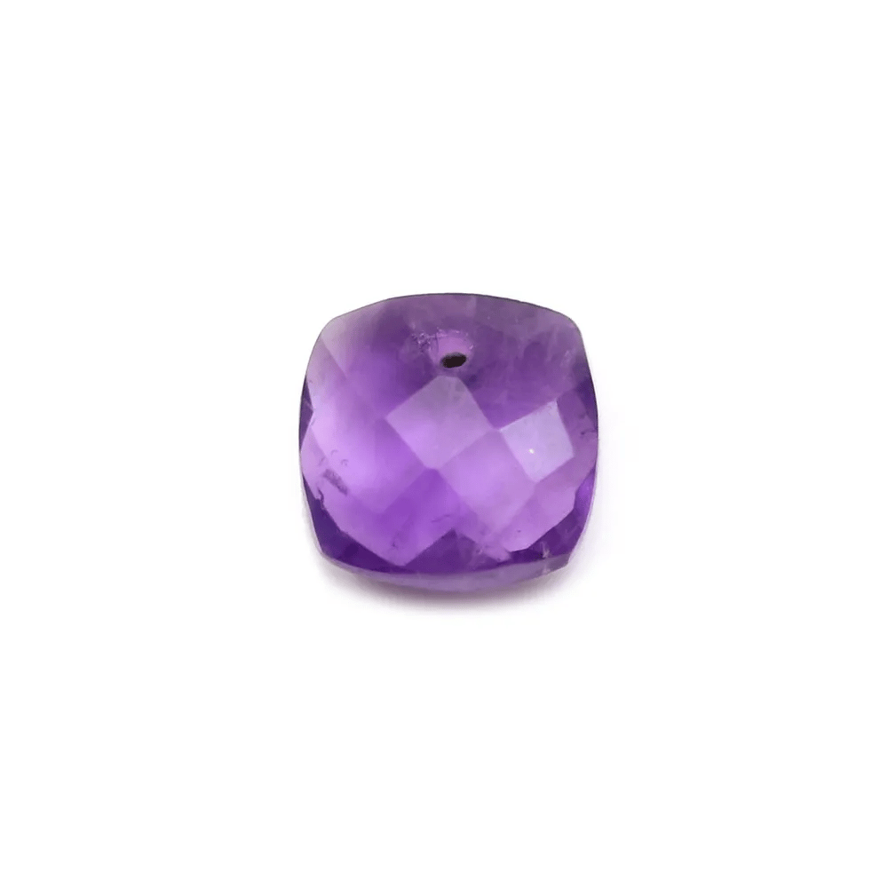 Pendentif améthyste carré facette 10mm x 1pc