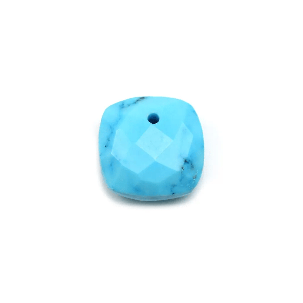 Pendentif turquoise reconstituée carré facette 10mm x 1pc