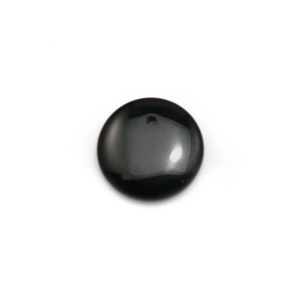 Pendant black agate round 16mm x 1pc