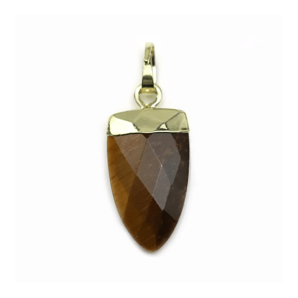 Pendentif en oeil de tigre, serti en métal doré, 10 * 18mm x 1pc