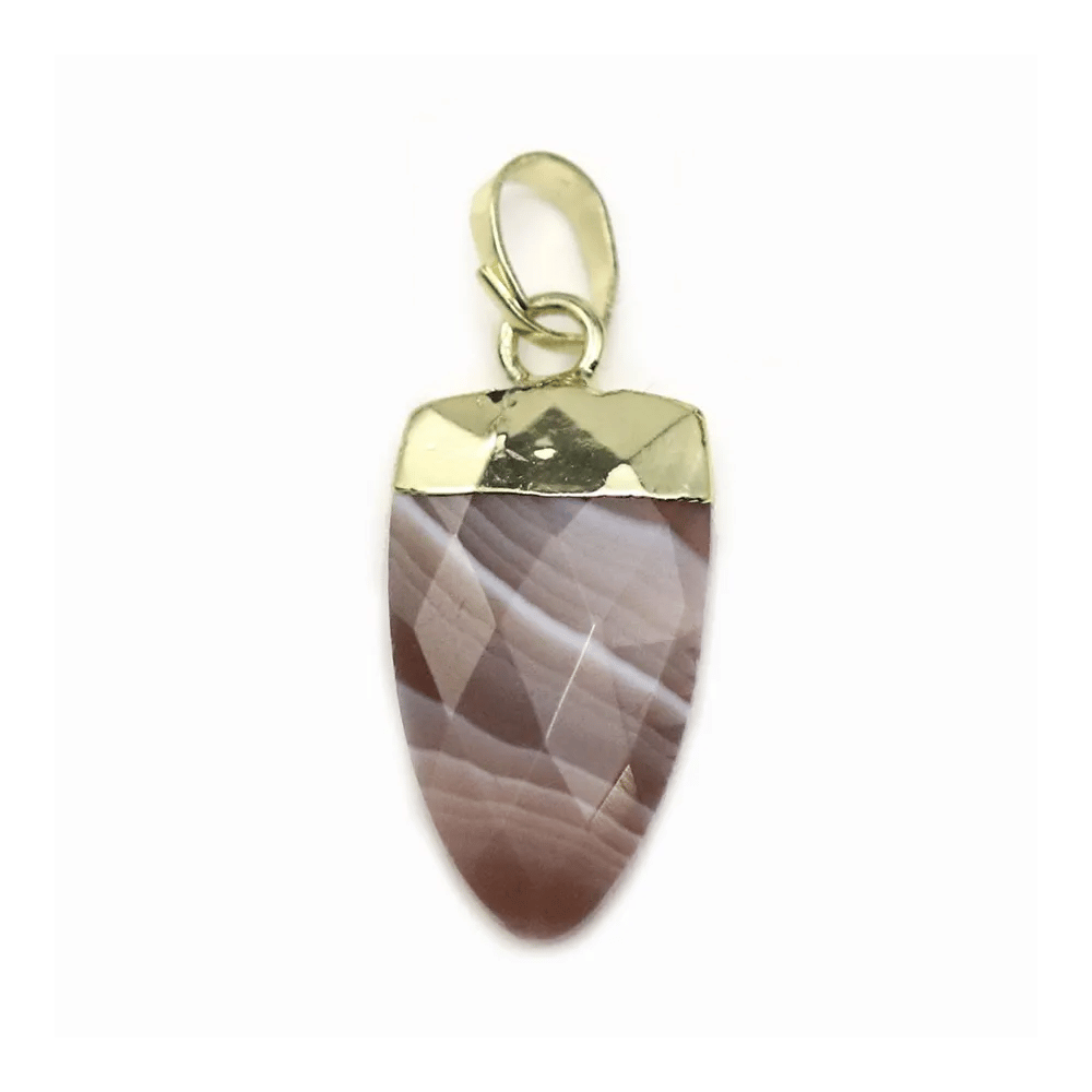 Pendentif en agate bostwana, serti en métal doré, 10 * 18mm x 1pc