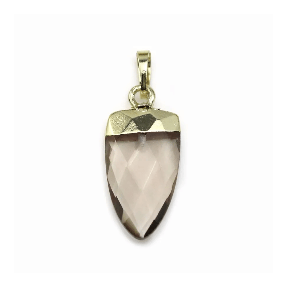 Pendentif en quartz fumé, serti en métal doré, 10 * 18mm x 1pc