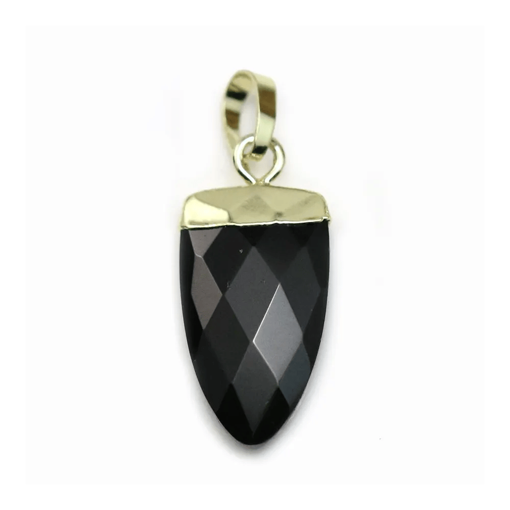 Pendentif en onyx, serti en métal doré, 10 * 18mm x 1pc