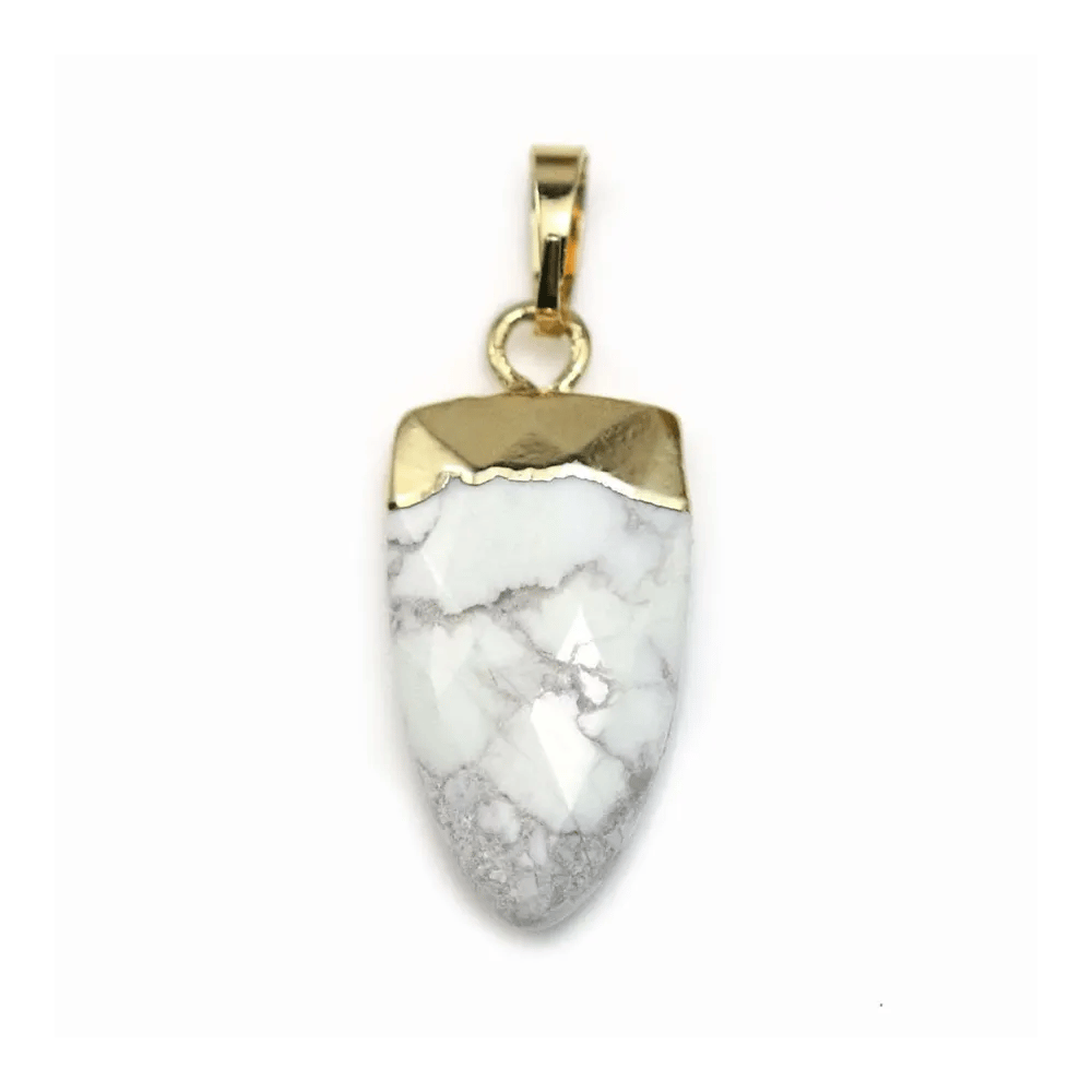 Pendentif en howlite, serti en métal doré, 10 * 18mm x 1pc