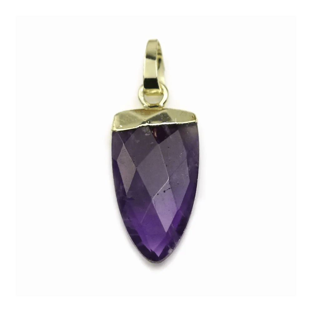 Pendentif en améthyste, serti en métal doré, 10 * 18mm x 1pc