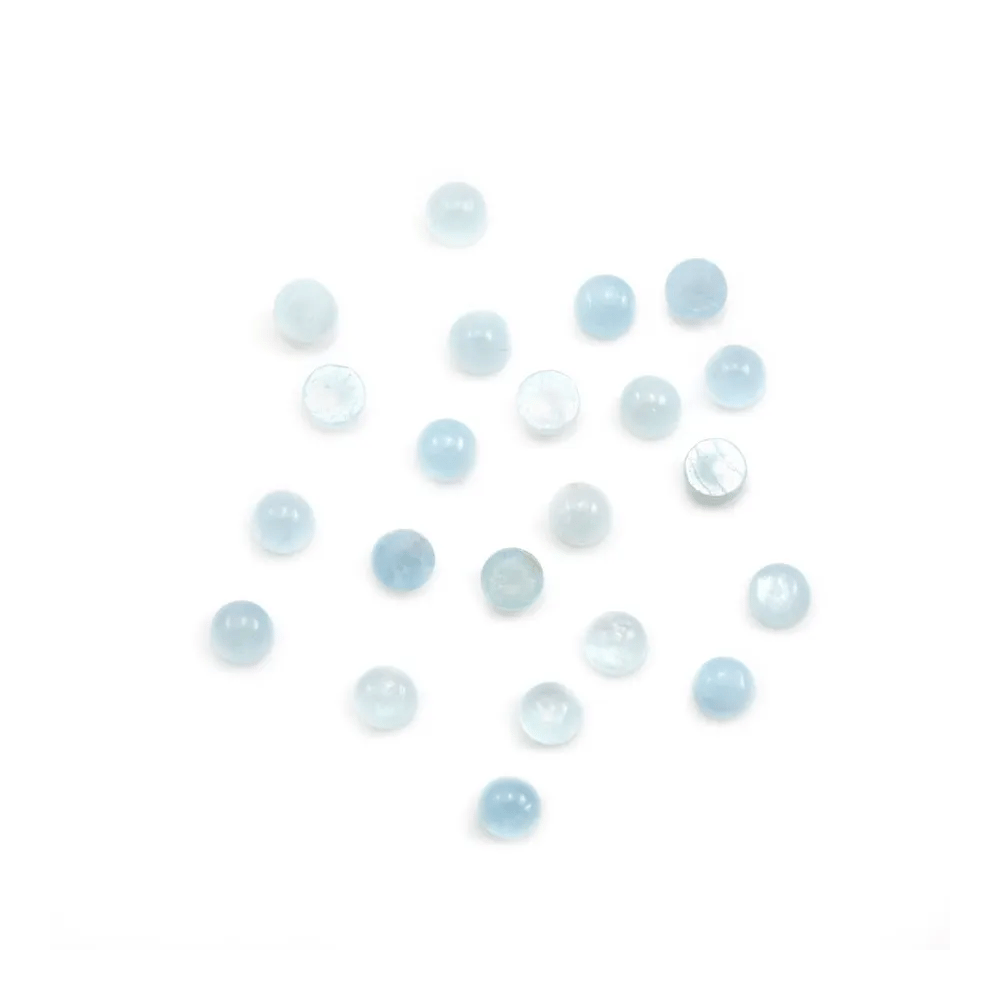 Cabochon aigue marine rond 3mm  x 2pc