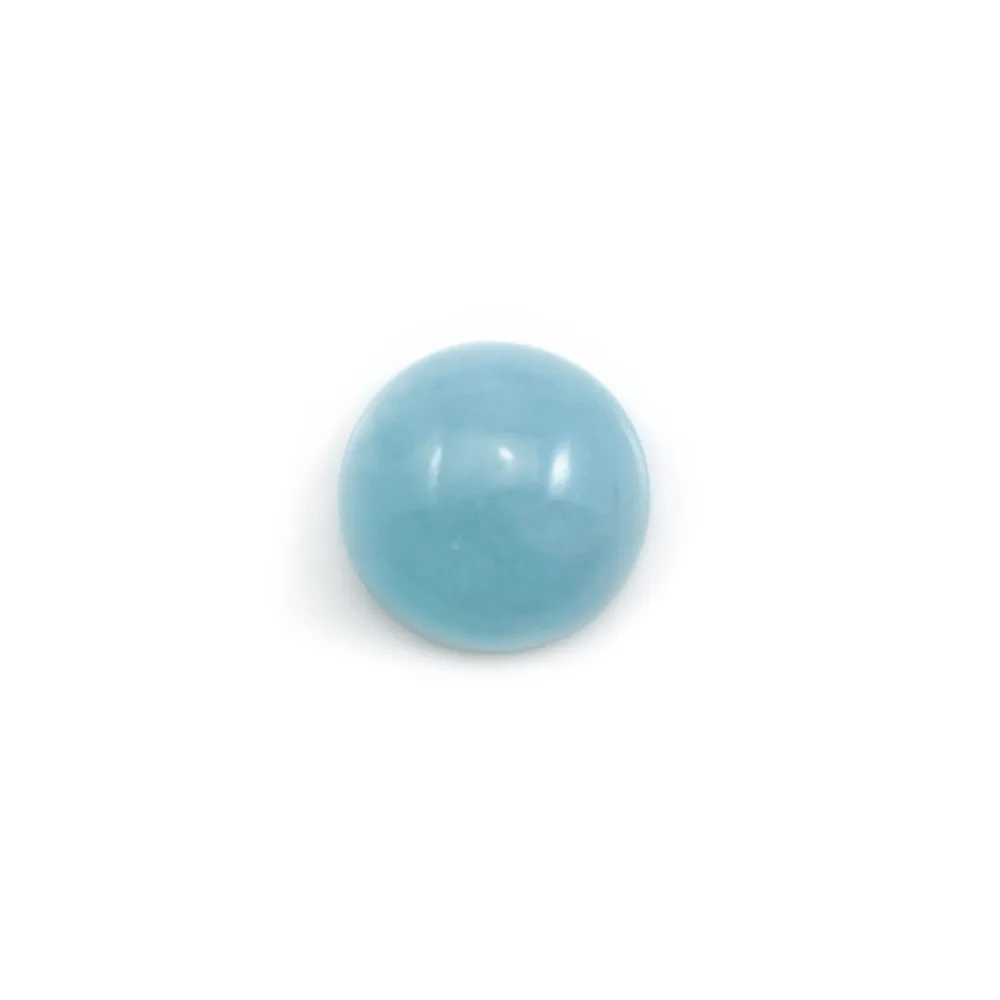 Cabochon aigue marine rond 14mm  x 1pc
