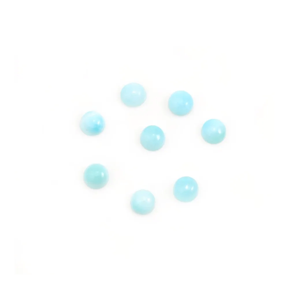 Cabochon de larimar, de forme ronde, 4mm x 1pc