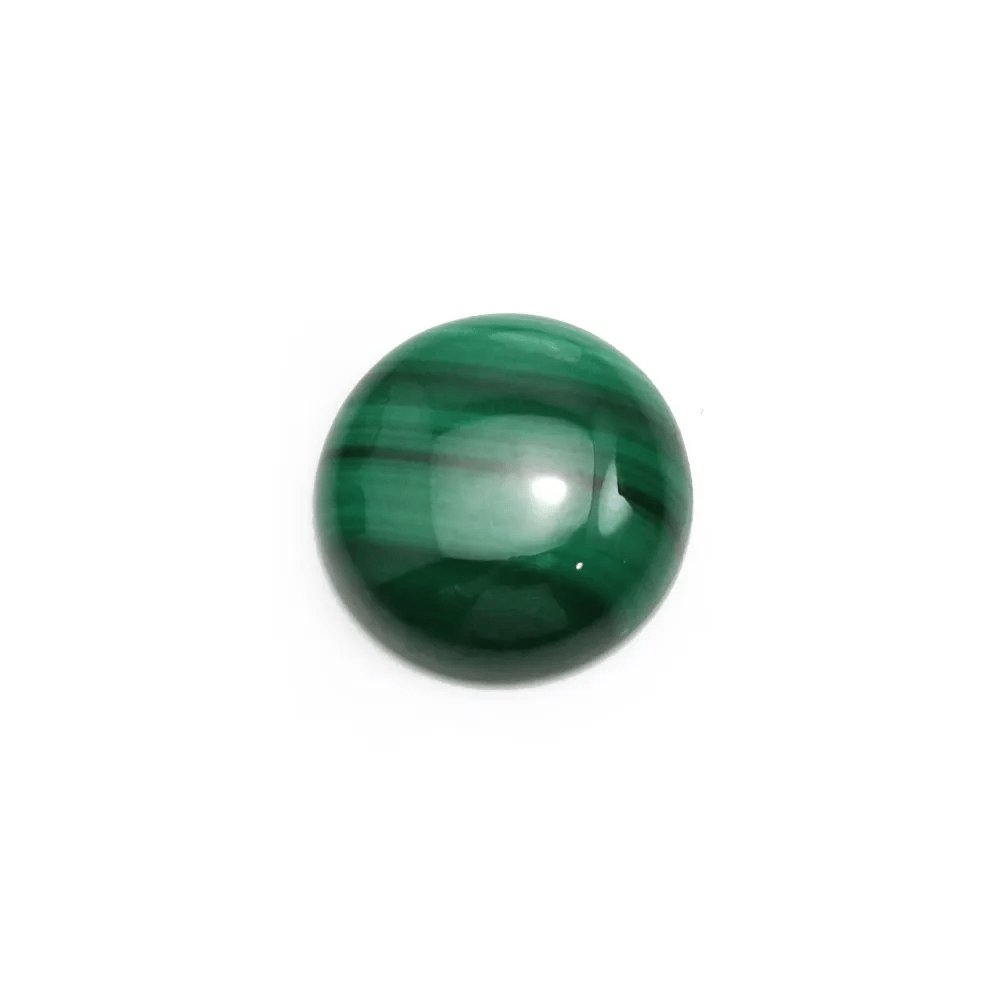 Cabochon de malachite, de forme ronde, mesurant 14mm x 1pc