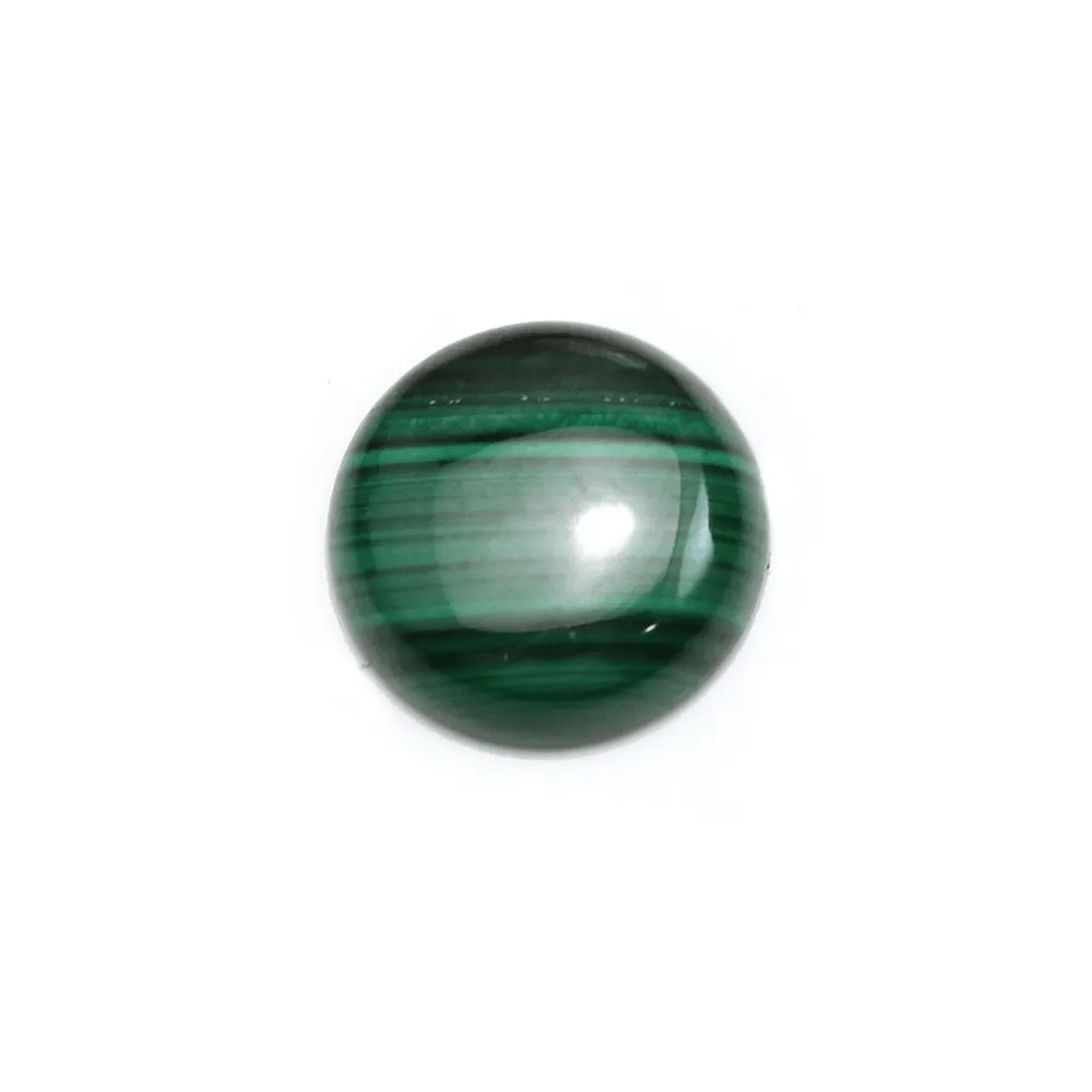 Cabochon de malachite, de forme ronde, mesurant 15mm x 1pc