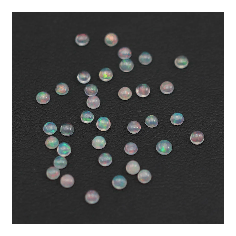 Cabochon d'opale ethiopienne, multicolore, de forme ronde, 2.6mm x 35pcs