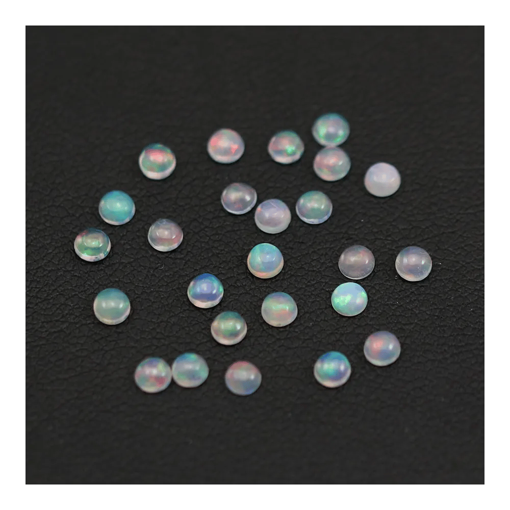 Cabochon d'opale ethiopienne, multicolore, de forme ronde, 3mm x 25pcs
