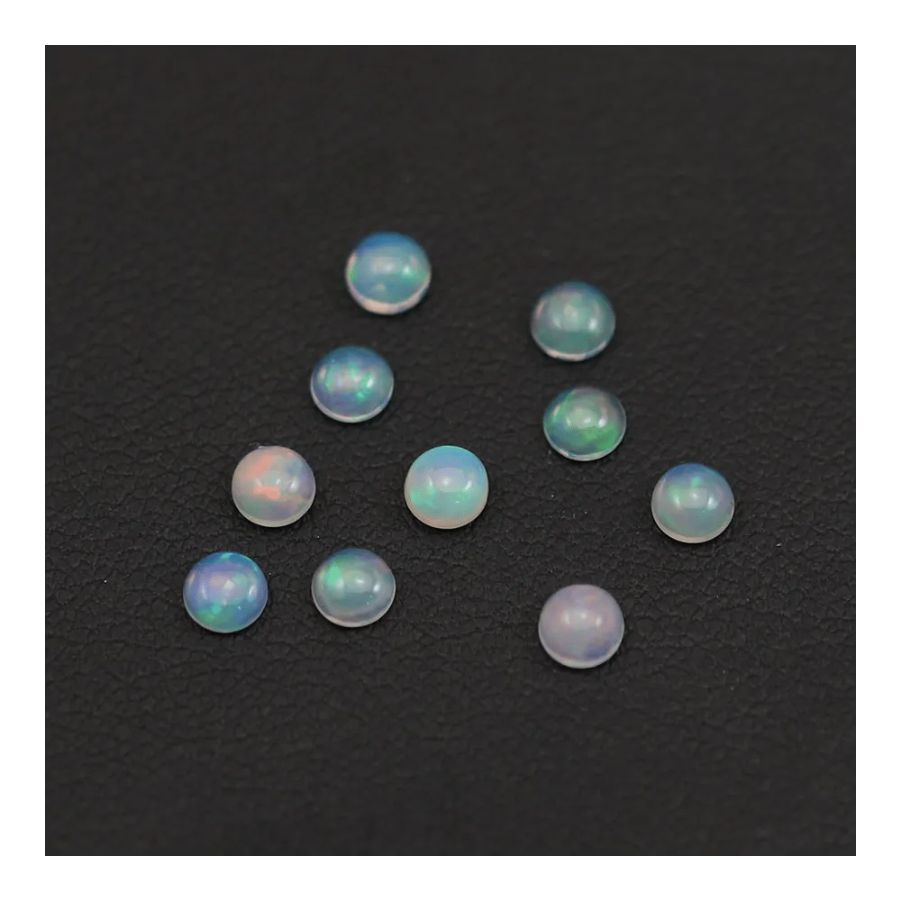 Cabochon d'opale ethiopienne, multicolore, de forme ronde, 4mm x 10pcs