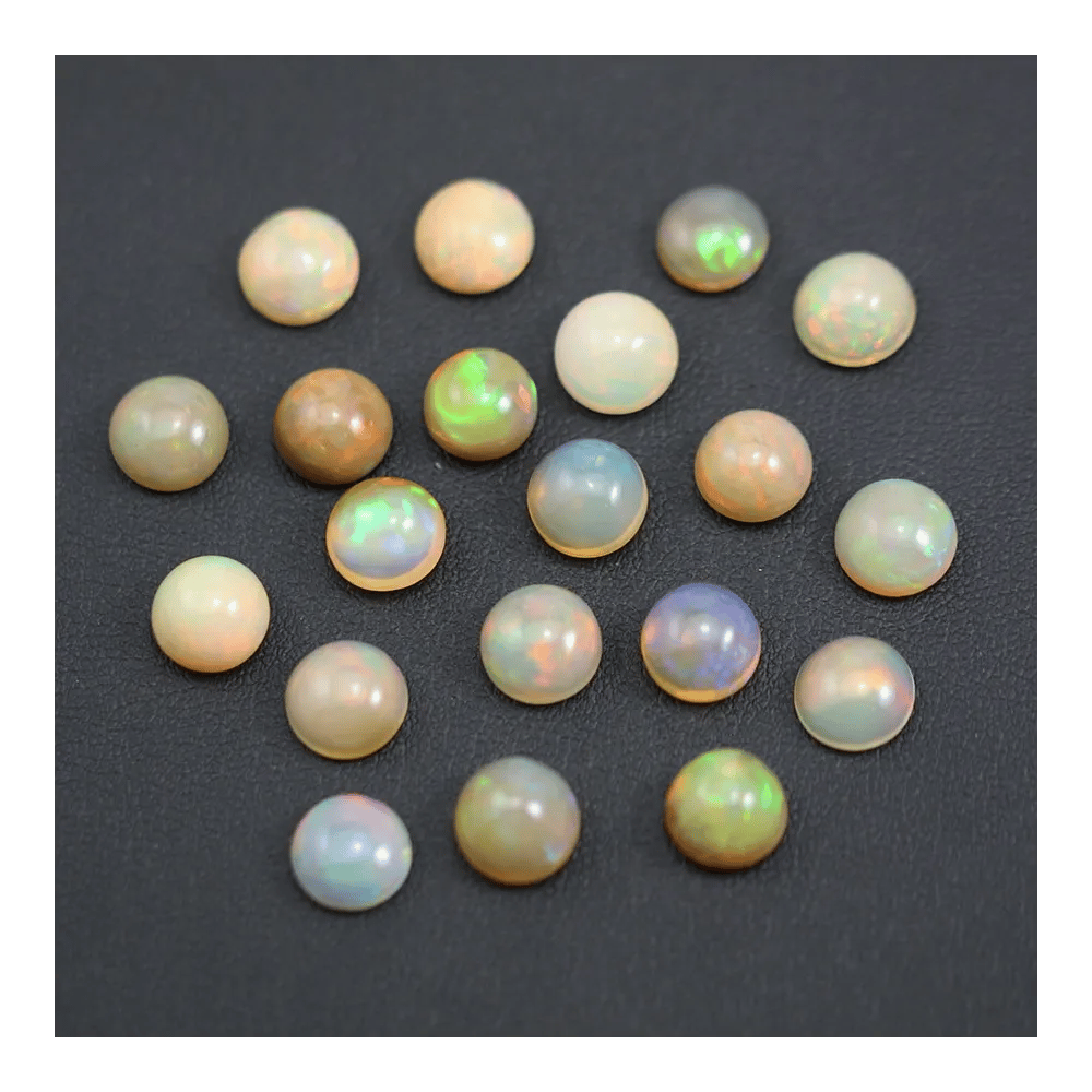 Cabochon d'opale ethiopienne, multicolore, de forme ronde, 8mm x 1pc