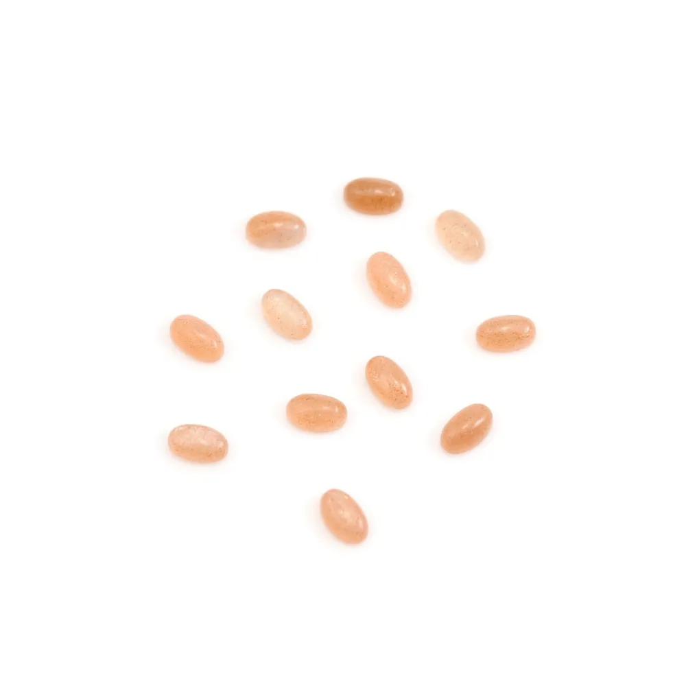 Orange Moonstone Cabochon, oval shape, 3x5mm x 2pcs