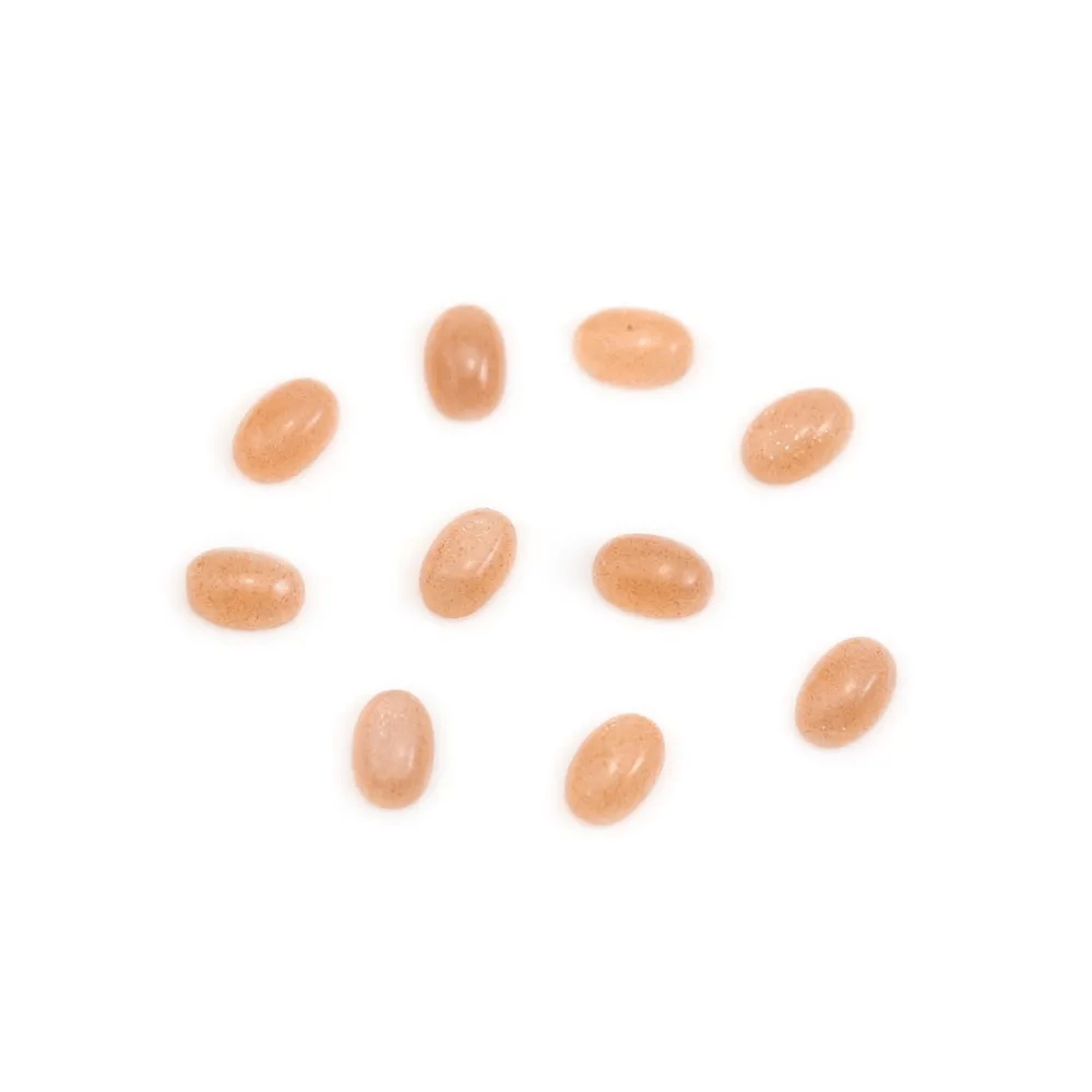 Cabochon di Pietra di luna arancione, di forma ovale, 4x6mm x 2pcs