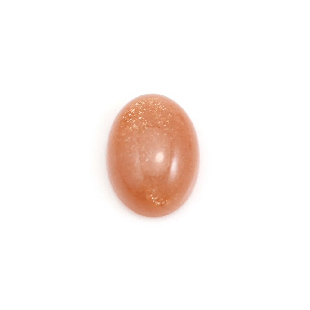 Cabochão de Pedra da Lua laranja, em forma oval, 12x16mm x 1pc