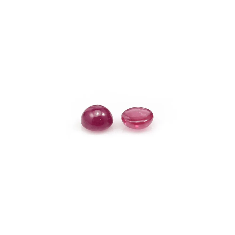 Cabochon de rubis "framboise", de forme ronde x 1pc