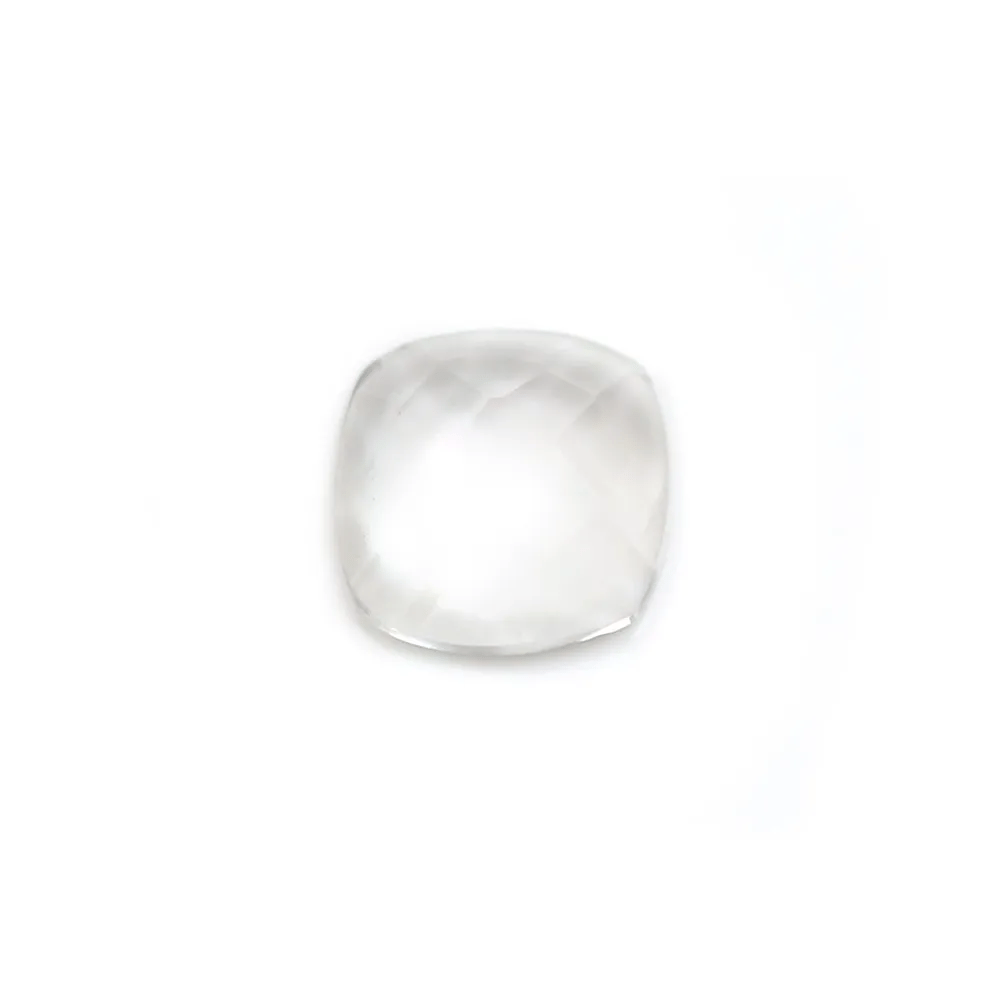 Cabochon cristal de roche carre facette 10mm x 1pc