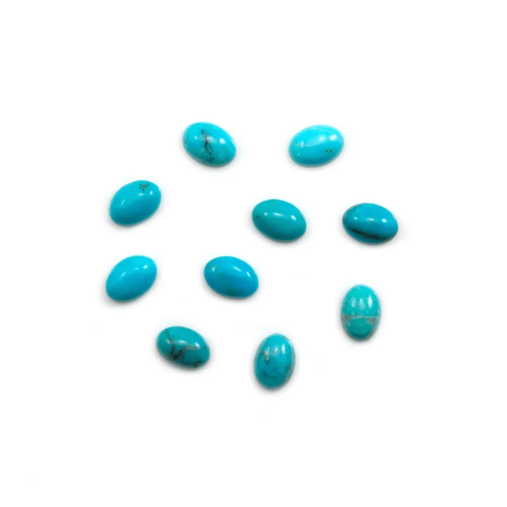 Cabochon de turquoise de forme ovale, 5x7mm x 1pc