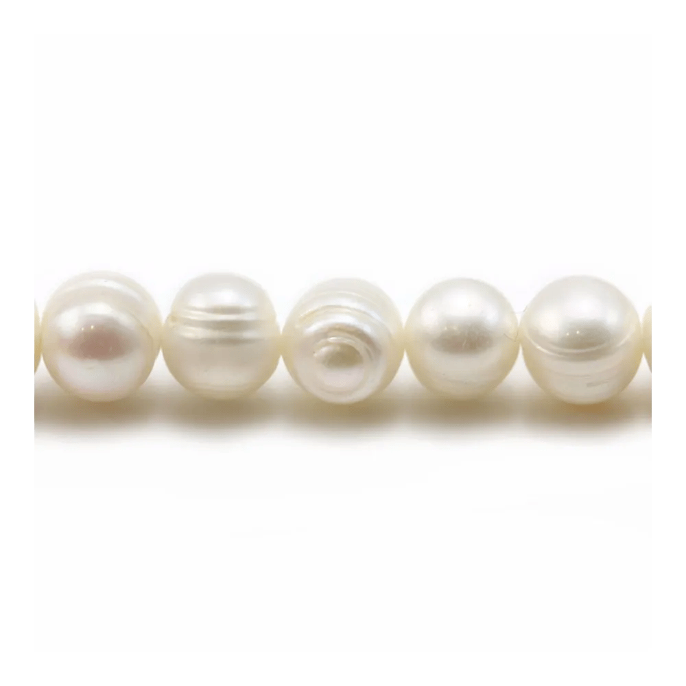 Perles d'eau douce blanches rondes 9-10mm x 10pcs