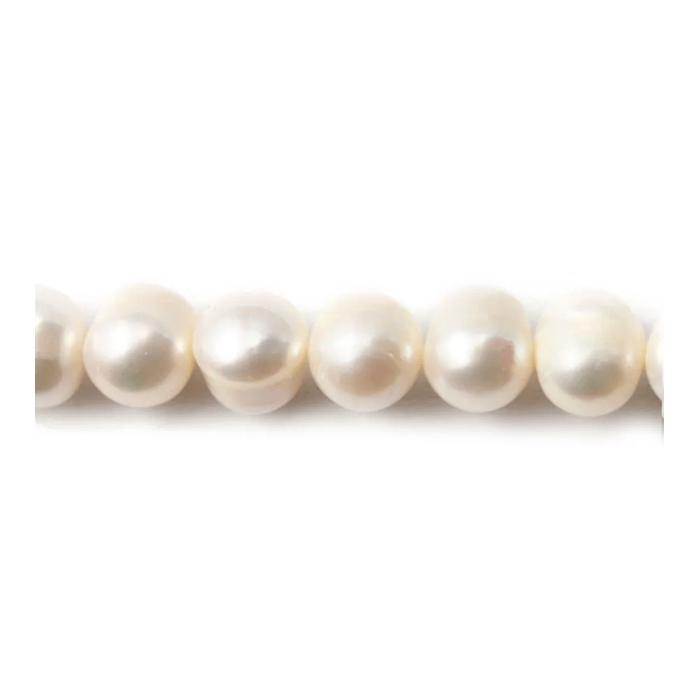 Perle de culture d'eau douce blanche, ovale, 10-11mm x 39cm