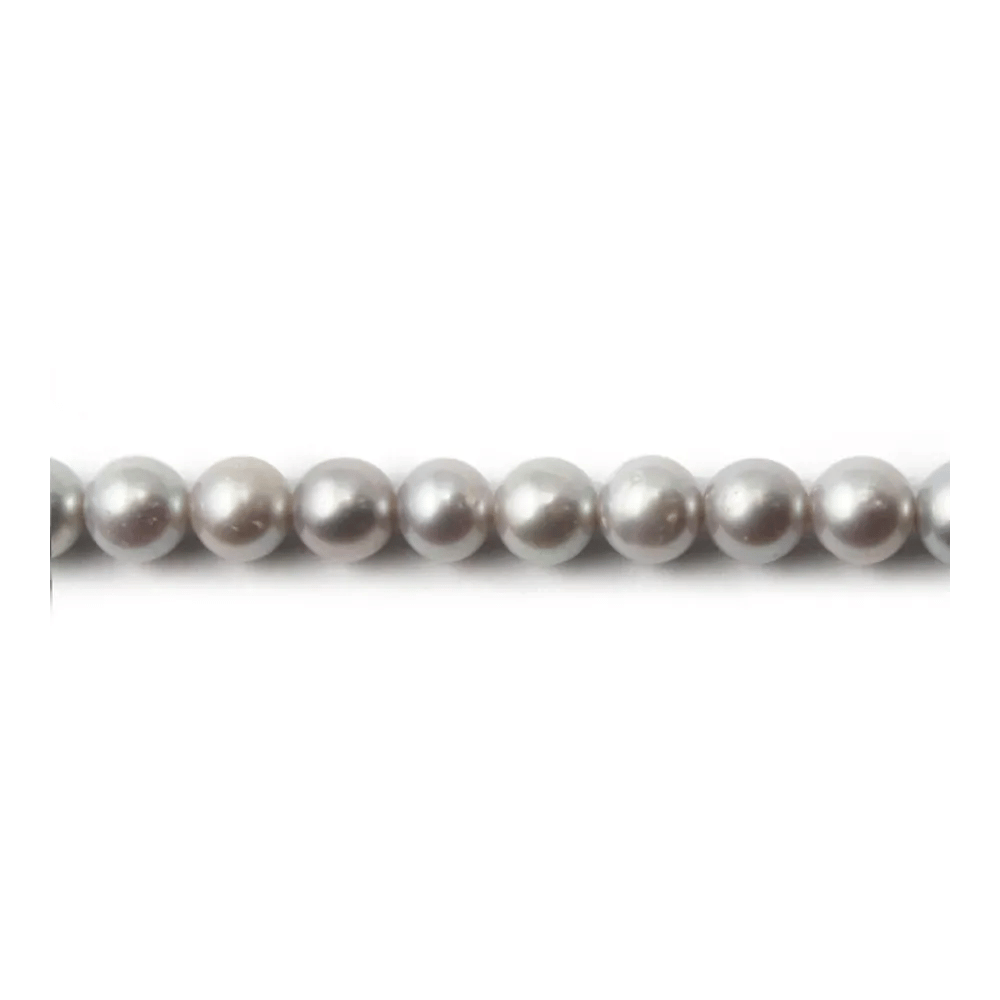 Perles d'eau Douce Rond Grise 6mm x 40 cm