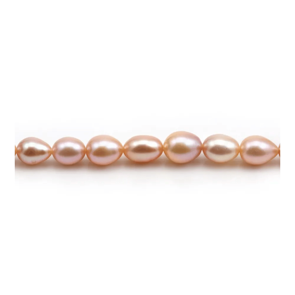 Perles de culture d'eau douce, saumon, olive, 7.5-9.5mm x 5pcs