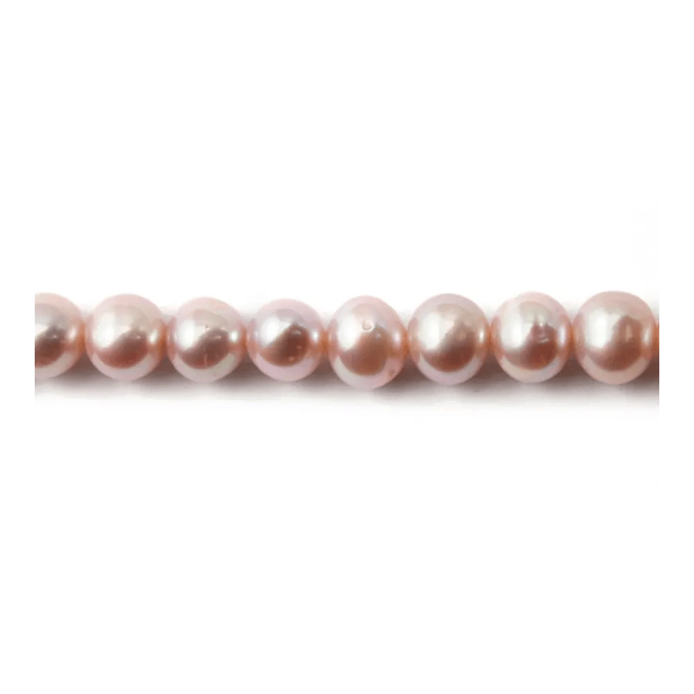 Perles de culture d'eau douce, mauve, rondes 7mm x 40cm