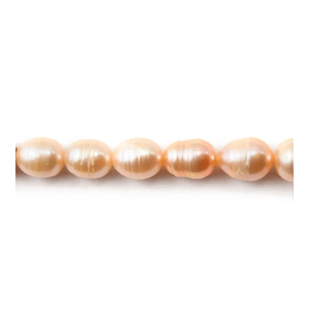 Freshwater cultured pearls, salmon, olive/irregular, 8.5-9mm x 5pcs