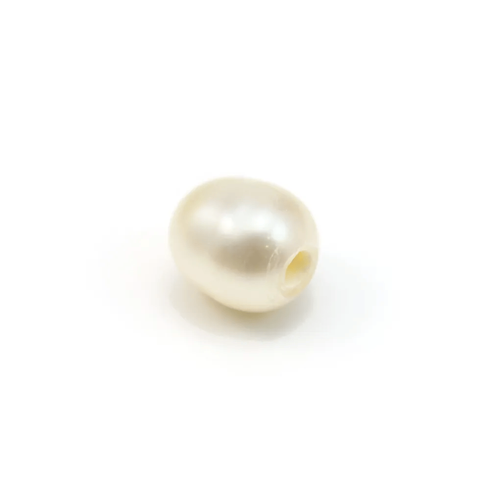 Perle de culture d'eau douce, blanche, olive, 7-8mm x 2pcs