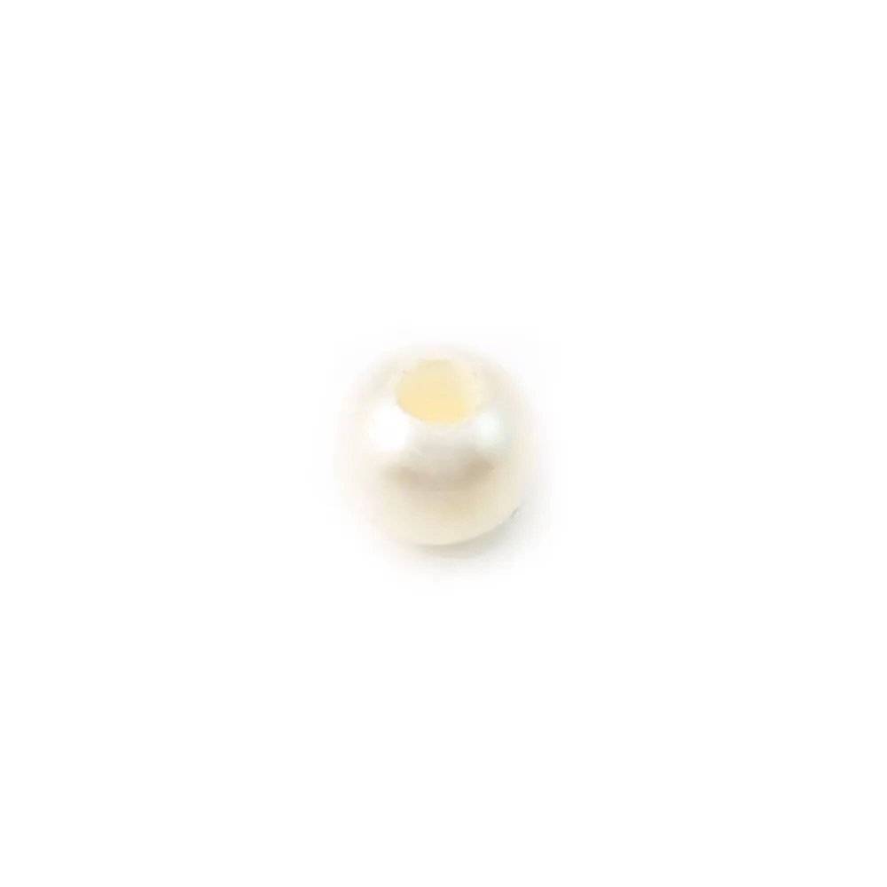 Perla coltivata d'acqua dolce, bianca 6mm foro grande